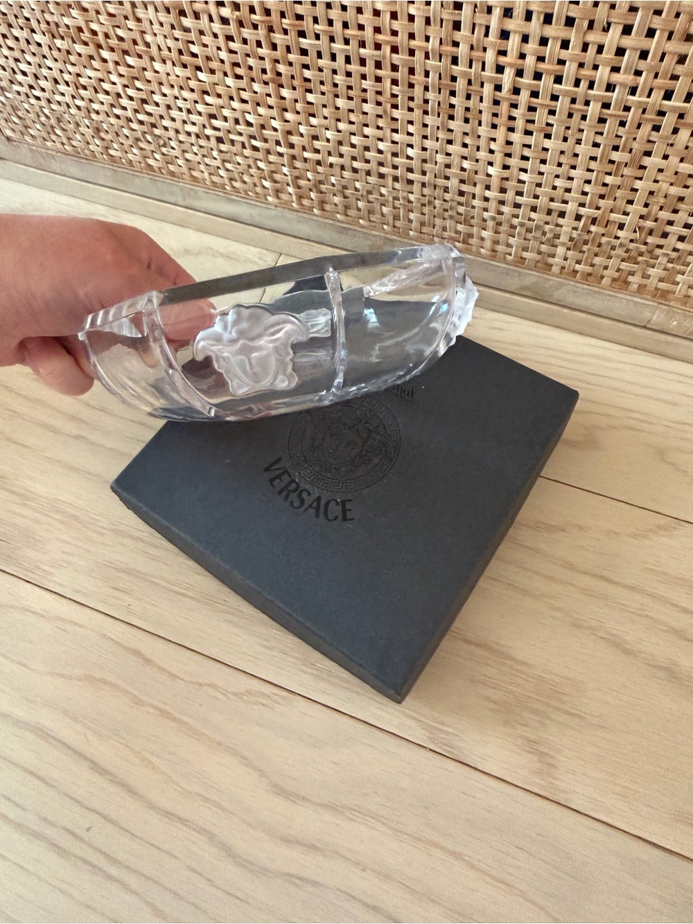 Vintage Versace Medusa Clear Crystal Octagonal Dish Bowl 14cm w/ Box - Picture 4 of 8